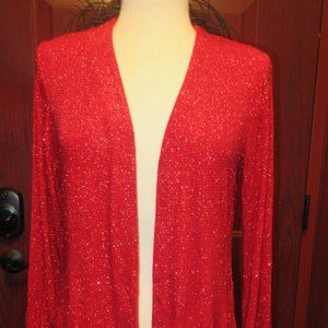 Vintage 90s Ronni Nicole Sparkly Red Long Sleeve Cardigan Sz S